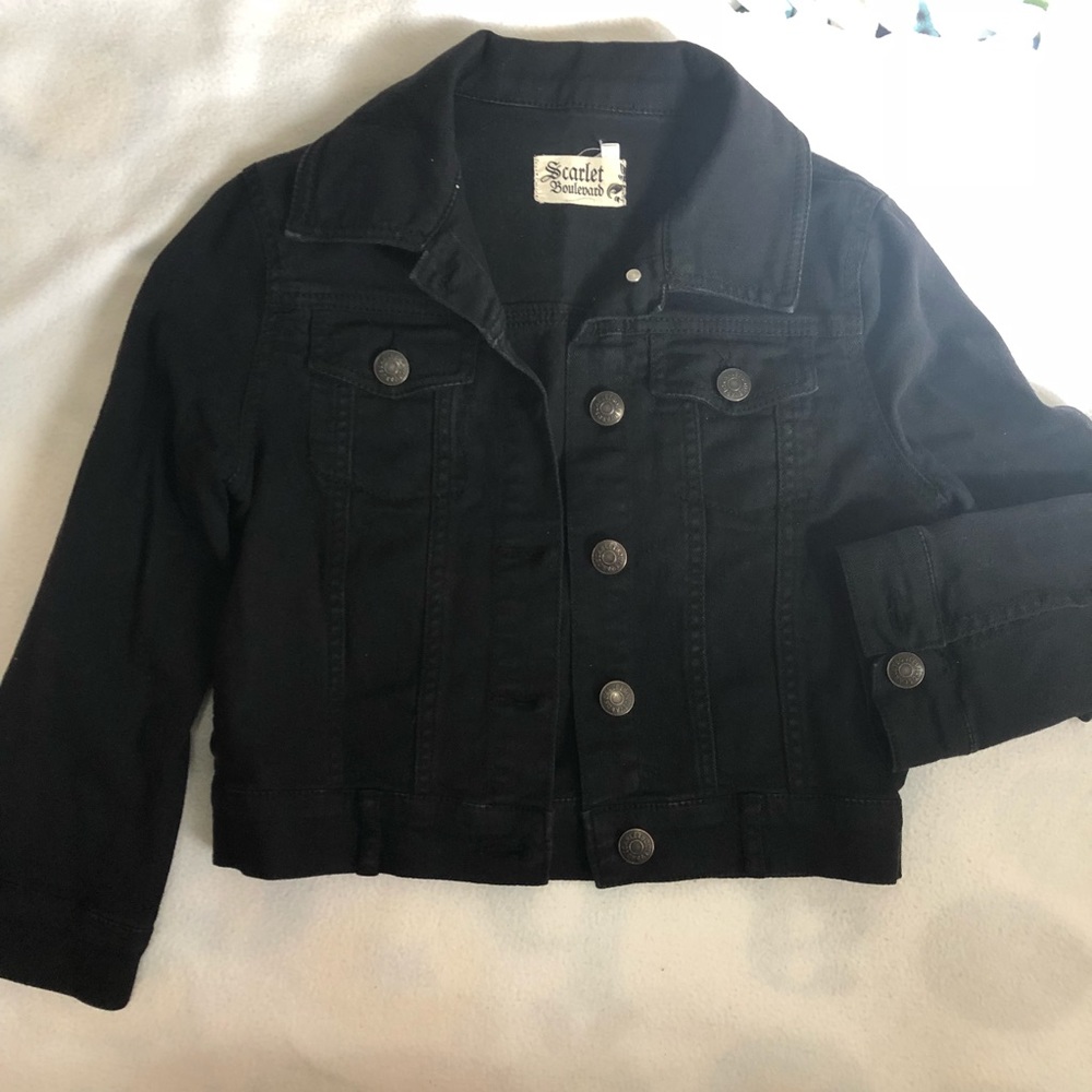 Crop Black Jean Jackets Womens